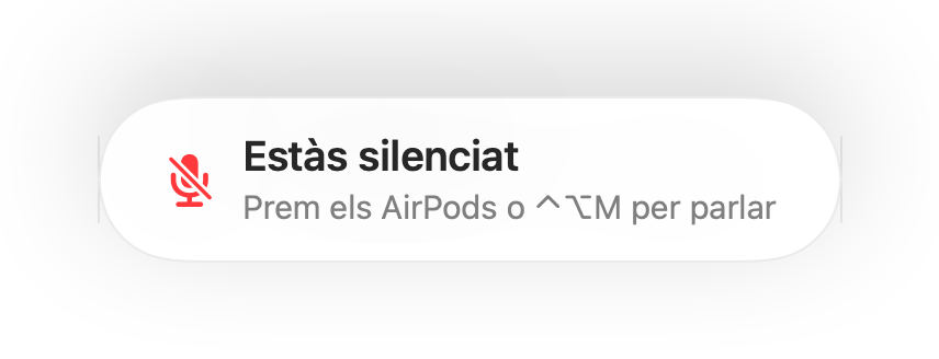 L'avís d'«Estàs silenciat» a la part inferior de la pantalla
