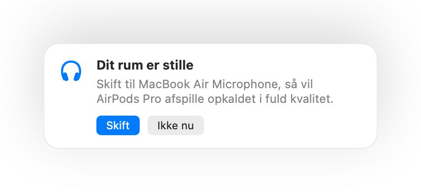 Muffle foreslår Mac-mikrofonen, fordi rummet er stille