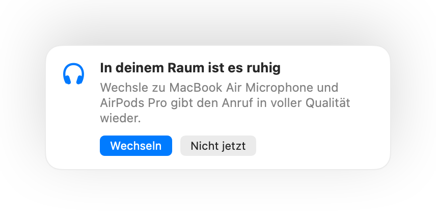Muffle schlägt das Mikrofon des Mac vor, weil es im Raum ruhig ist