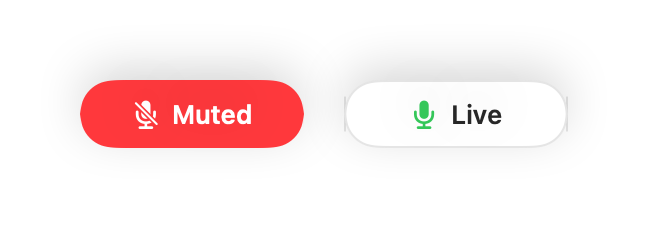 The floating mini controller in its muted and live states