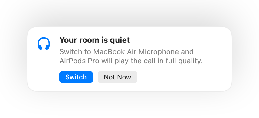 Muffle suggesting the Mac's microphone because the room is quiet