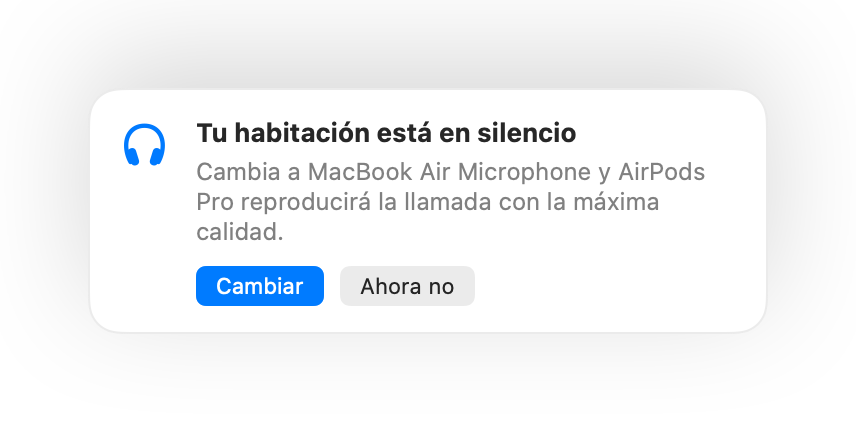 Muffle sugiriendo el micrófono del Mac porque la habitación está en silencio