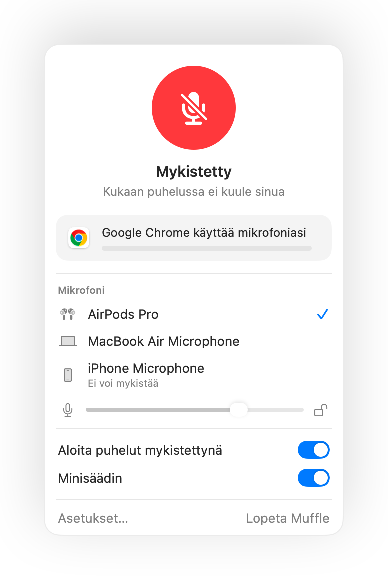 Push to talk Macilla, kaikissa sovelluksissa