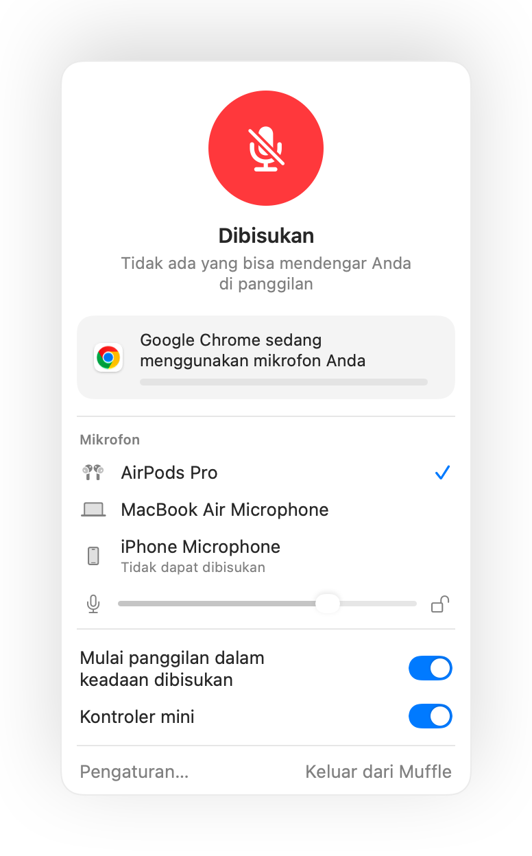Push to talk di Mac, di semua app
