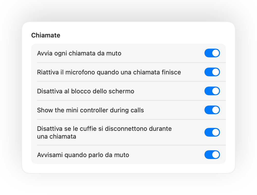 Impostazioni di Muffle per avviare le chiamate da muto e altre automazioni