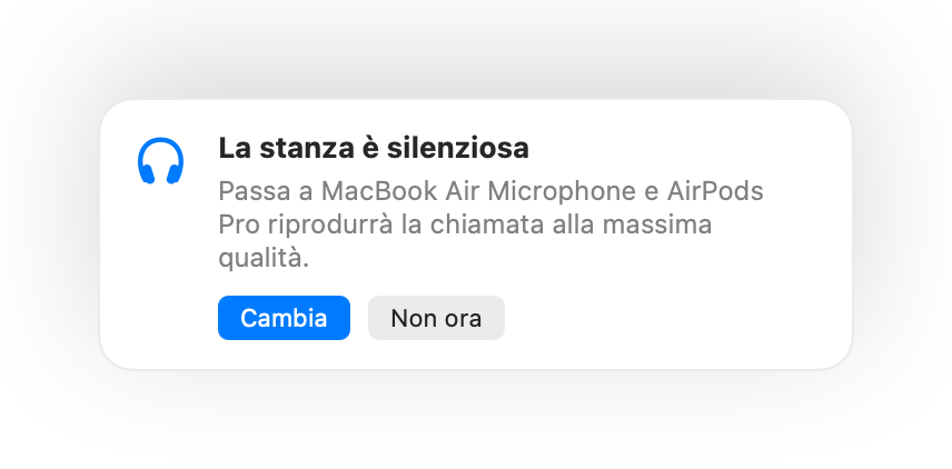 Muffle suggerisce il microfono del Mac perché la stanza è silenziosa