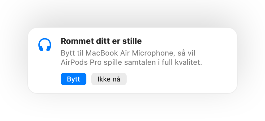 Muffle foreslår Mac-ens mikrofon fordi rommet er stille