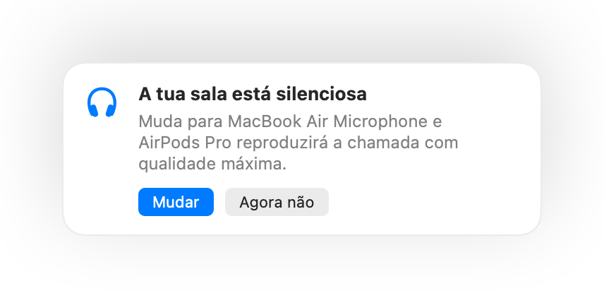 O Muffle a sugerir o microfone do Mac porque a sala está silenciosa