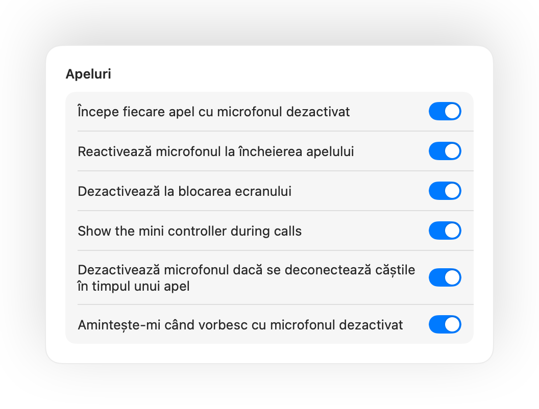 Configurări Muffle pentru începerea apelurilor pe mut și alte automatizări