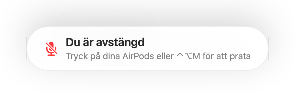 Påminnelsen ”Du är avstängd” längst ner på skärmen