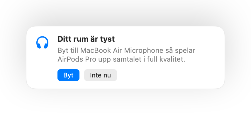 Muffle föreslår mikrofonen på Mac eftersom rummet är tyst