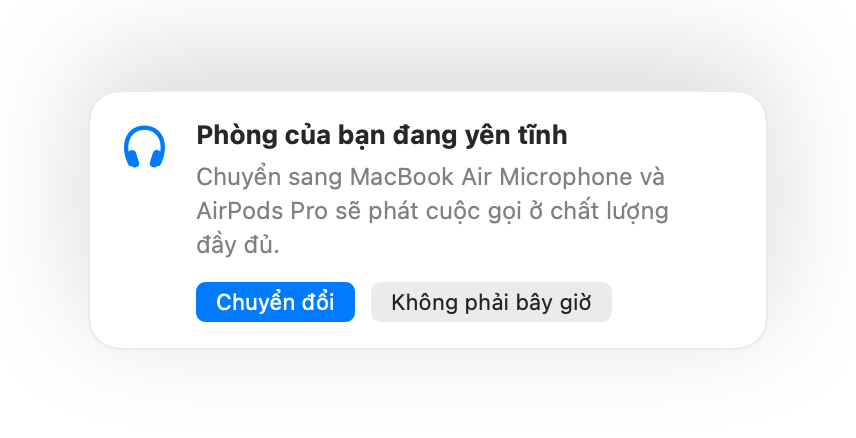 Muffle gợi ý dùng micrô của Mac vì căn phòng đang yên tĩnh